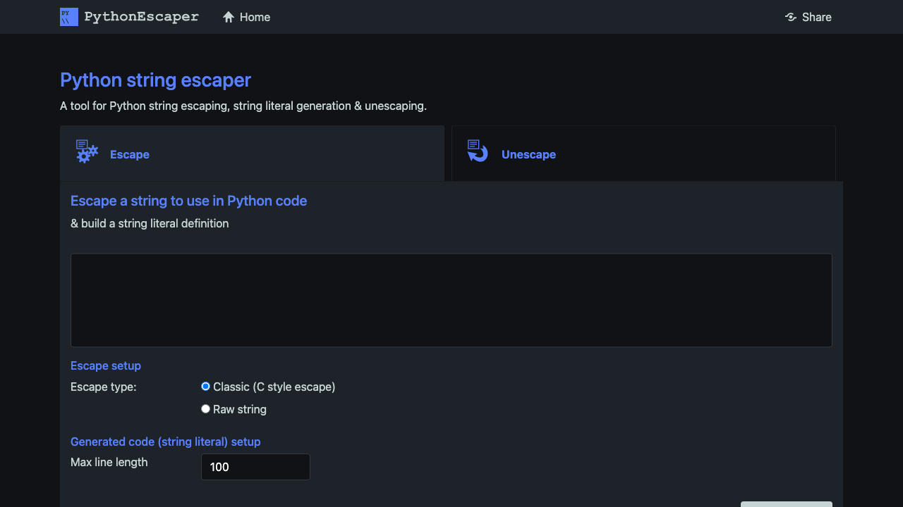 Screenshot of PythonEscaper, www.pythonescaper.com